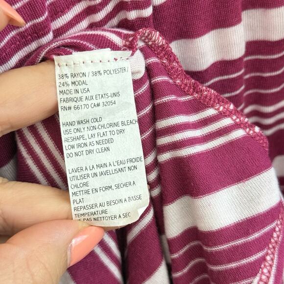 Free People Maxi Dress Medium Striped Pink Stetch Open Back Tiered Boho Festival - Picture 8 of 10